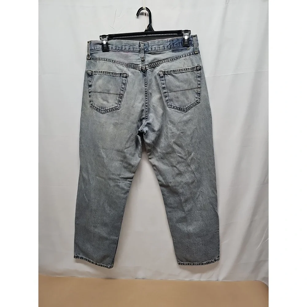 Levi Strauss Signature Men Blue Relaxed Fit Distressed Classic Denim Jeans 36x30